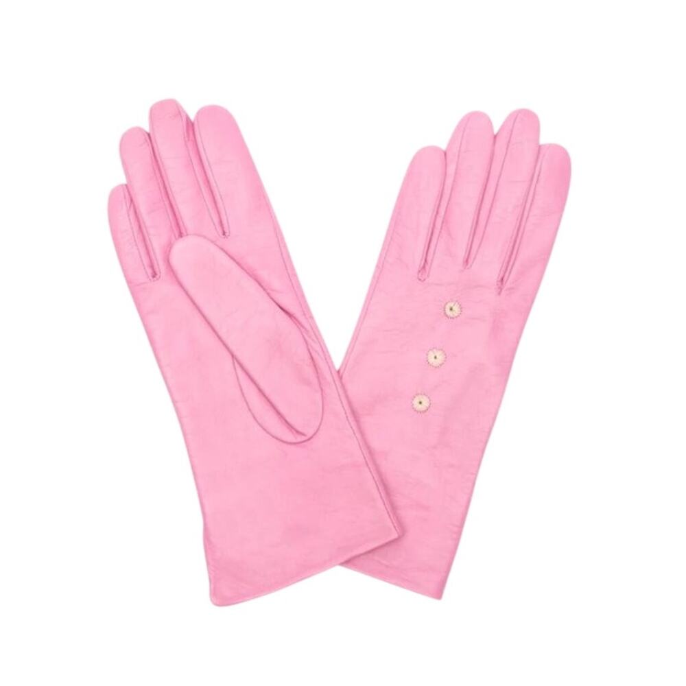 Frances Valentine Luisa Asterisk Leather Gloves ~ Pink (M)